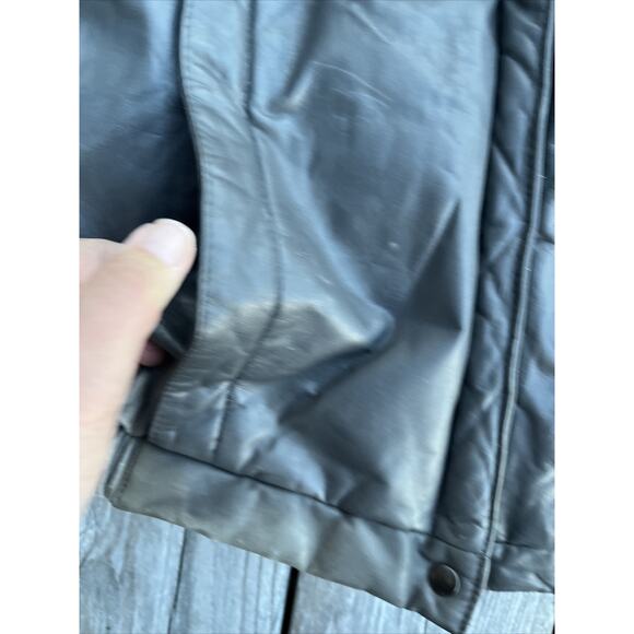 Avant Garde Leather Fur Bomber Jacket Women's Vintage Size 5/6 Y2K 90s Gray Coat - Picture 4 of 13